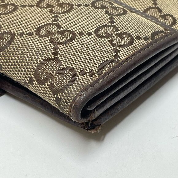 Authentic Gucci GG Logo Canvas Leather Trim Compact Wallet - Picture 9 of 16